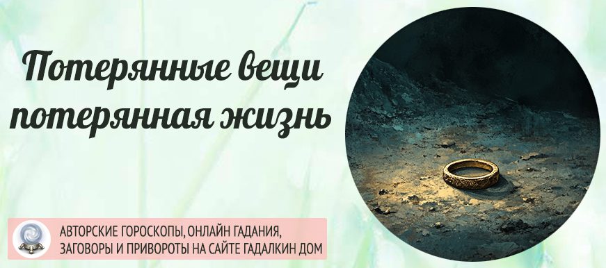 Потерянные вещи – потерянная жизнь.