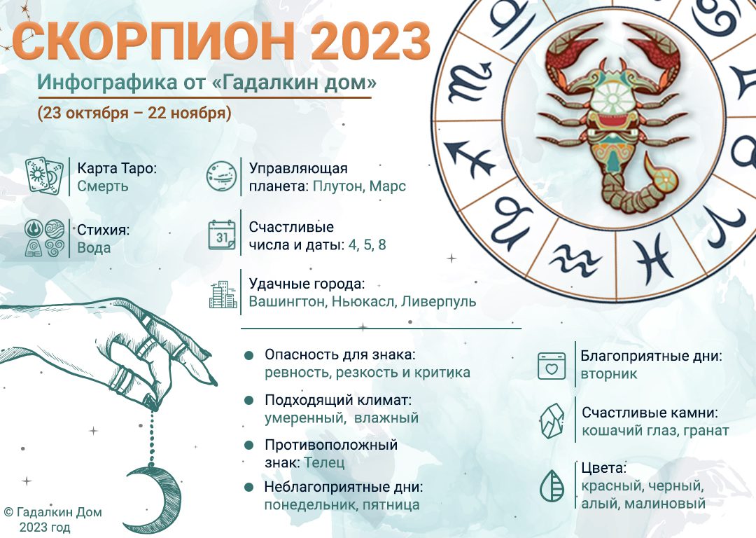 Гороскоп Скорпион 2023 год: инфографика