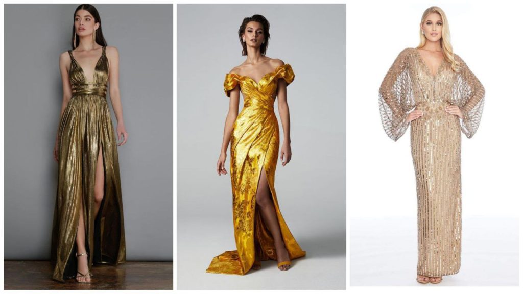 Платья в золотом цвете на Новый год.