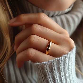 кольцо на левом безымянном пальце женщины