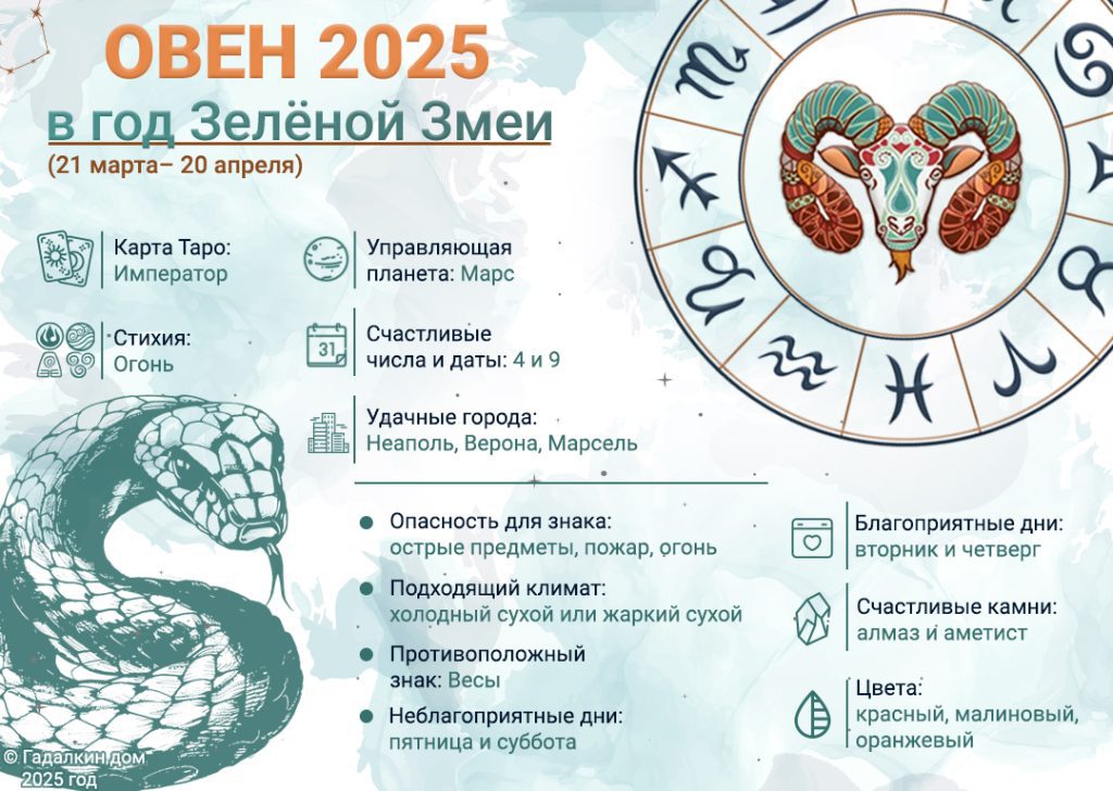 Инфографика для Овнов на 2025 год