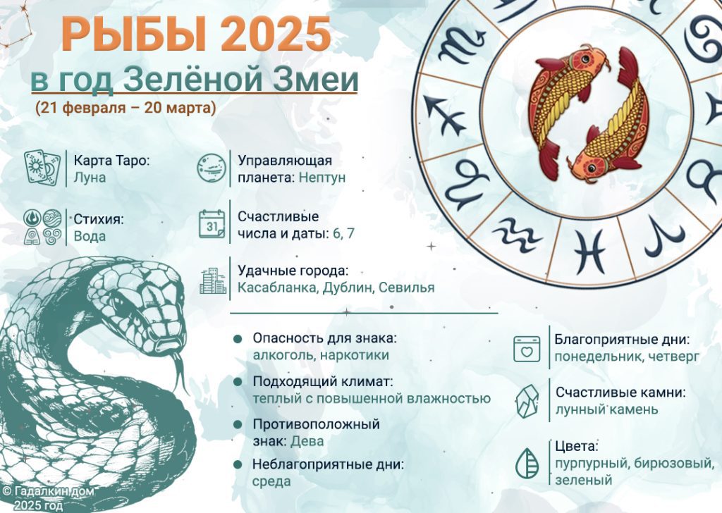 Инфографика для Рыб 2025 год