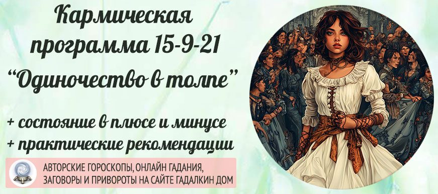 Кармическая программа 15-9-21 или 21-9-15 «Одиночество среди толпы».