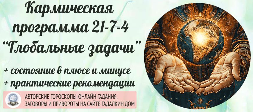 Кармическая программа 21‑7‑4 или 4-7-21 «Глобальные задачи»