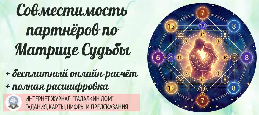 Матрица совместимости: расчёт по датам рождения двух партнёров