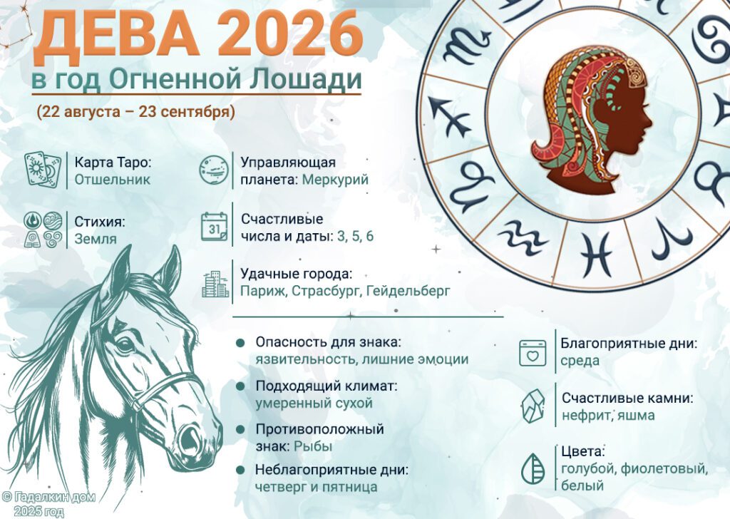 Гороскоп Дева 2026 год: инфографика