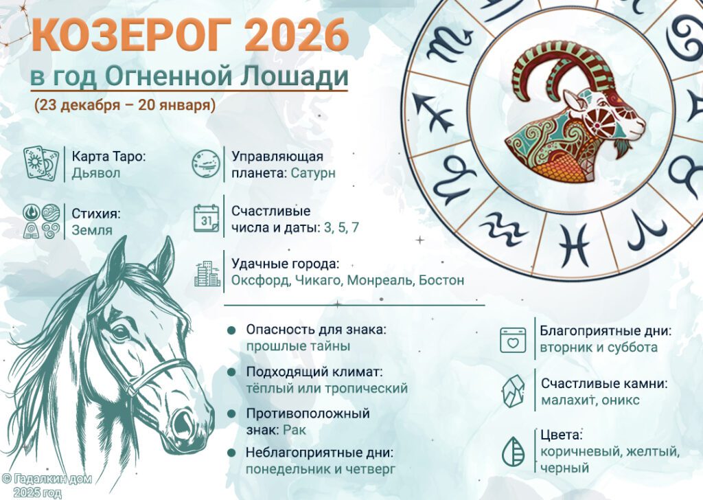 Гороскоп Козерог 2026 год: инфографика