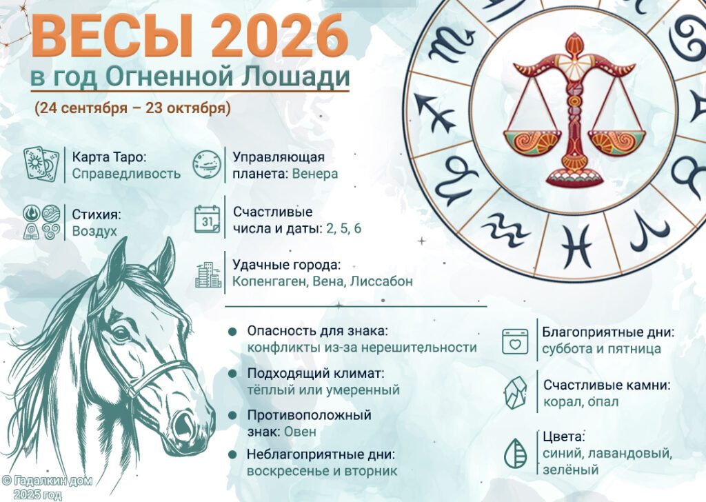 Инфографика для знака Весы на 2026 год